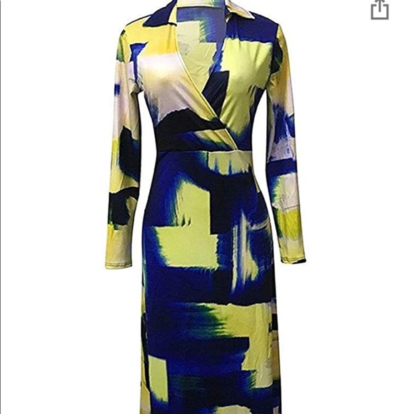 Very stretchy long sleeve maxi dress - Picture 1 of 7